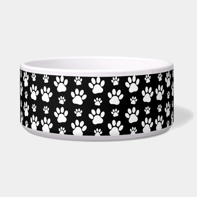 Paw Pattern, Paw Prints, Dog Paws, Black and White (Front)