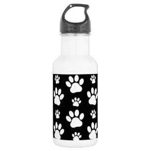 Paw Pattern, Paw Prints, Dog Paws, Black and White 532 Ml Water Bottle