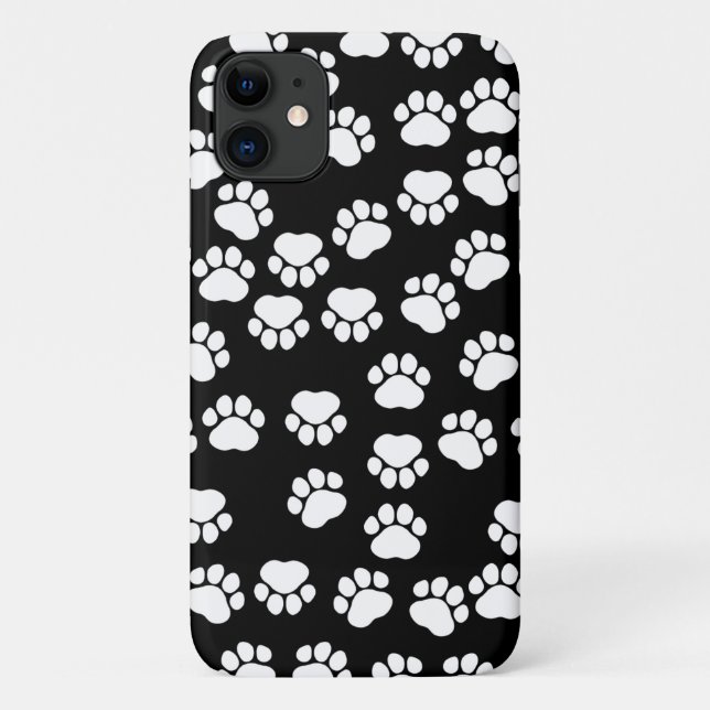 Paw Pattern, Paw Prints, Dog Paws, Black and White Case-Mate iPhone Case (Back)
