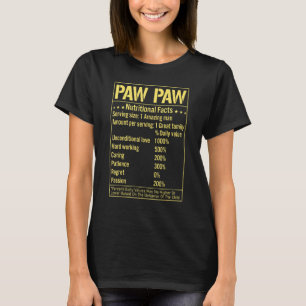 Paw Paw Nutritional Facts Grandpa Quotes Fathers D T-Shirt