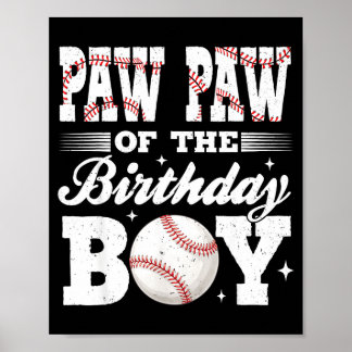 Paw paw of the birthday boy baseball matching poster