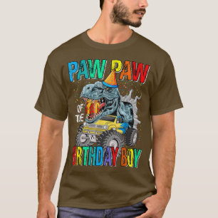 Paw Paw Of The Birthday Boy Monster Truck Dinosaur T-Shirt
