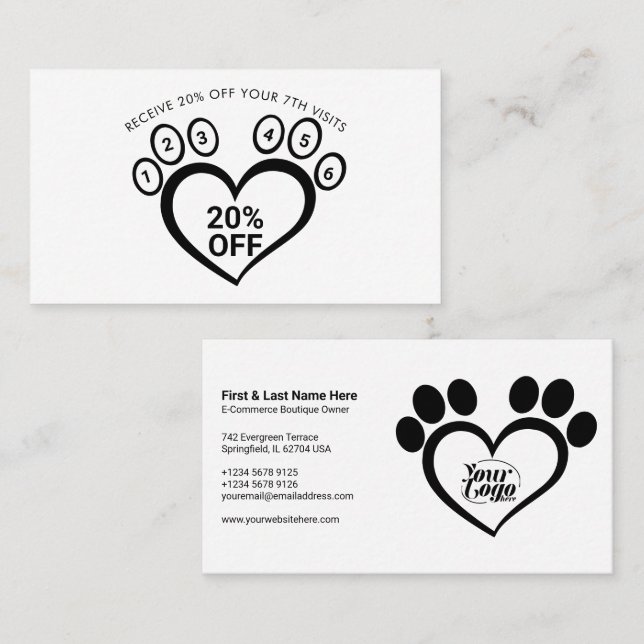 Paw Pet Grooming Vet Loyalty Business Card (Front/Back)