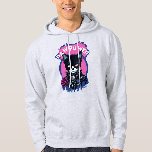 Paw Power Punk Cat Hoodie (Front)