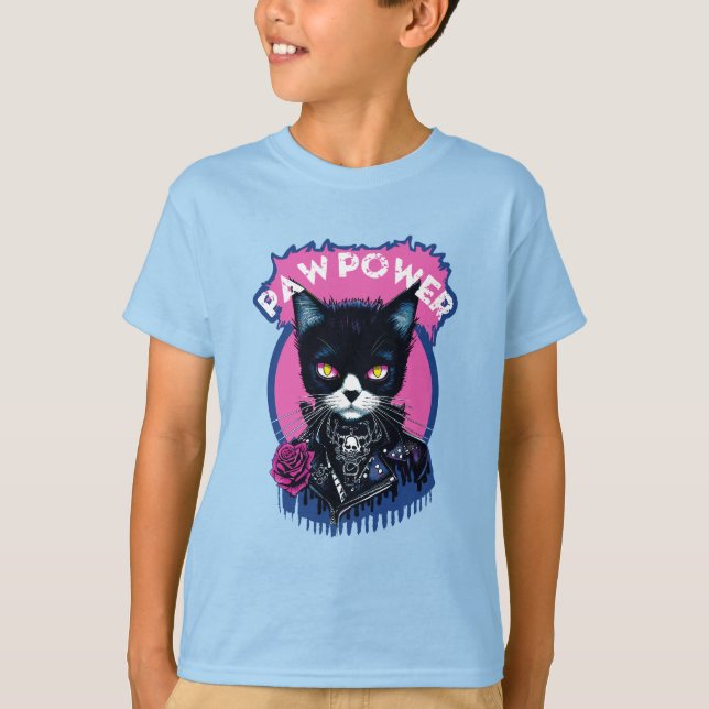 Paw Power Punk Cat T-Shirt (Front)