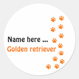 Paw print - add your own name or dog breed classic round sticker