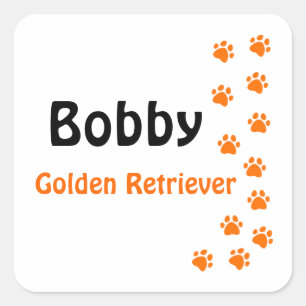 Paw print - add your own name or dog breed square sticker