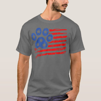 Paw Print American Flag 4th of July T-Shirt