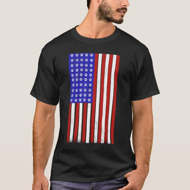 Paw Print American Flag T-Shirt (Front)