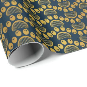 Paw Print and Grooming Comb Pattern in Gold Colou Wrapping Paper