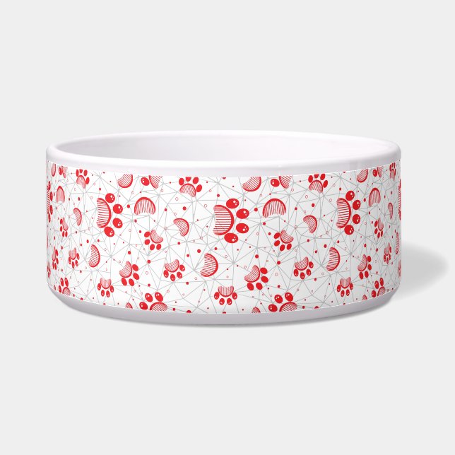 Paw Print and Grooming Comb Pattern in Red Colour (Left)