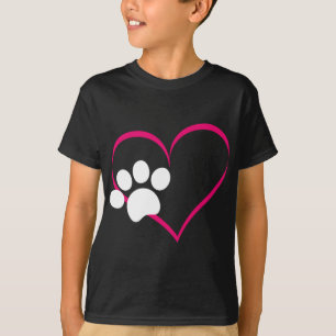 Paw Print And Heart, Dog Lovers And Dog Mamas, Fur T-Shirt
