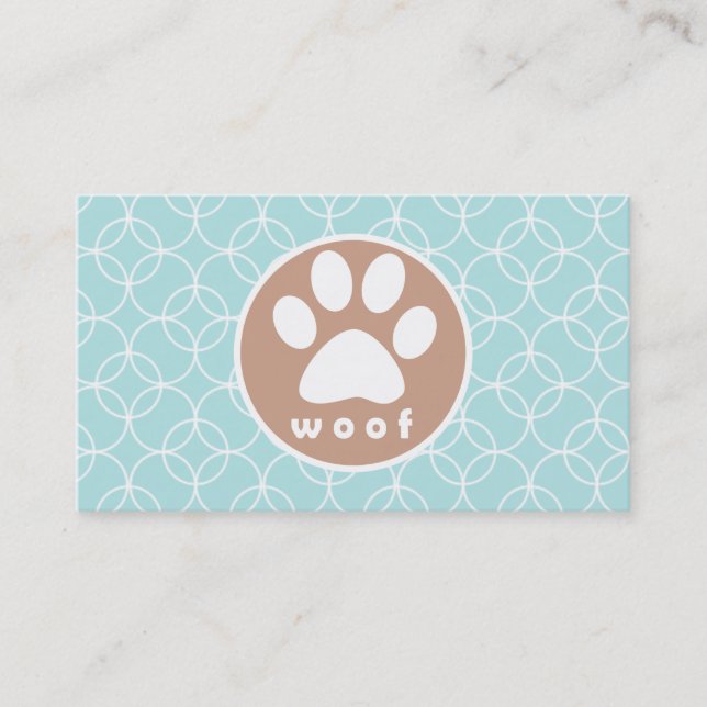 Paw Print; Baby Blue Circles Business Card (Front)