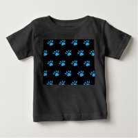 Paw Print Baby's T-Shirt (Black & Blue)