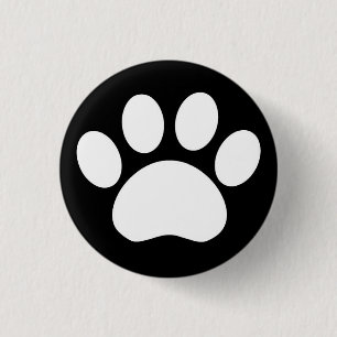 Paw Print: Black Button