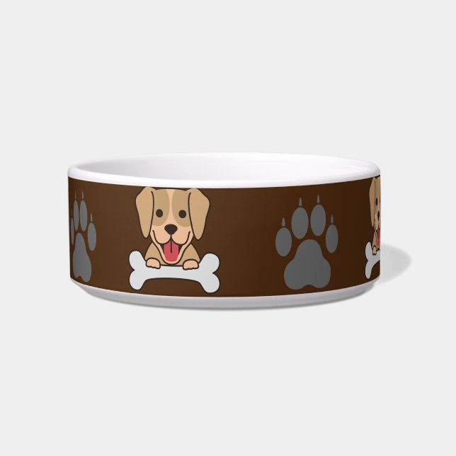 Paw Print Brown Pet Bowl (Front)