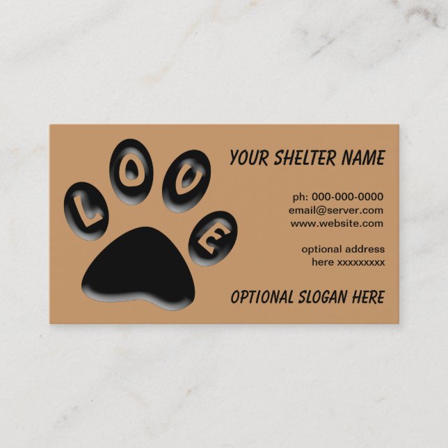 Paw Print business card, for shelters, rescue, vet Business Card (Front)