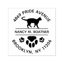Paw Print Cat Return Address Stamp Self Inking