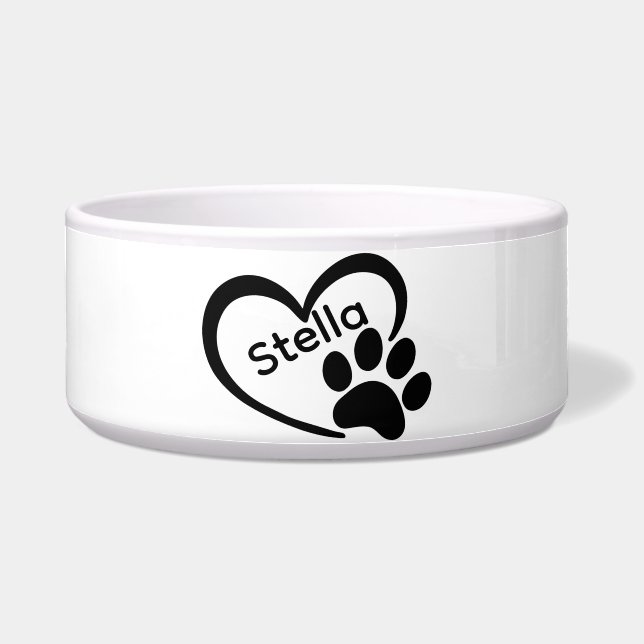 Paw Print Ceramic Personalized Dog Food (Front)