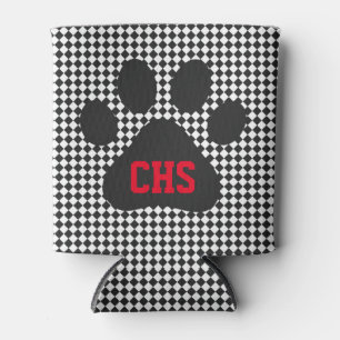 Paw Print Chequerboard School INITIALS Team Colour Can Cooler