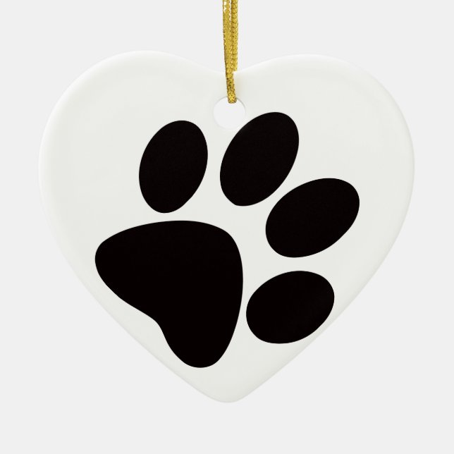 Paw Print Christmas Ornament/Paws and Claws Ceramic Tree Decoration (Front)