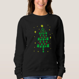 Paw Print Christmas Tree Dog Cat Lover Rescue Shel Sweatshirt
