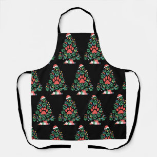 Paw Print Christmas Tree Dog Cat Mom Lover Apron
