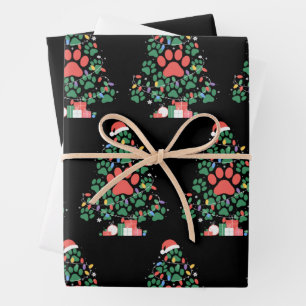 Paw Print Christmas Tree Dog Cat Mum Lover Wrapping Paper Sheet
