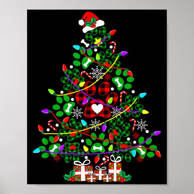 Paw Print Christmas Tree Dog Or Cat For Men Women  (Front)