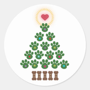 Paw Print Christmas Tree Stickers