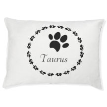 Paw Print Circular Logo Name Pattern Pet Bed