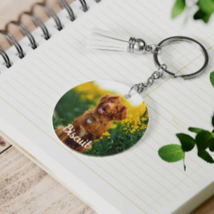 Paw Print Cookies Light Orange Pattern Monogram Key Ring