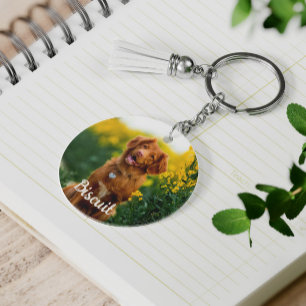 Paw Print Cookies Light Pink Pattern Monogram Key Ring