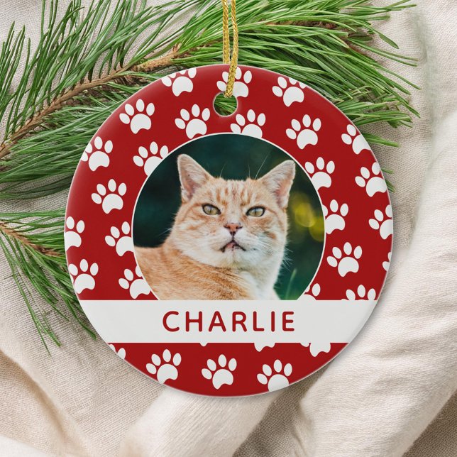 Paw Print Custom Pet Photo Ceramic Tree Decoration (Creator Uploaded)
