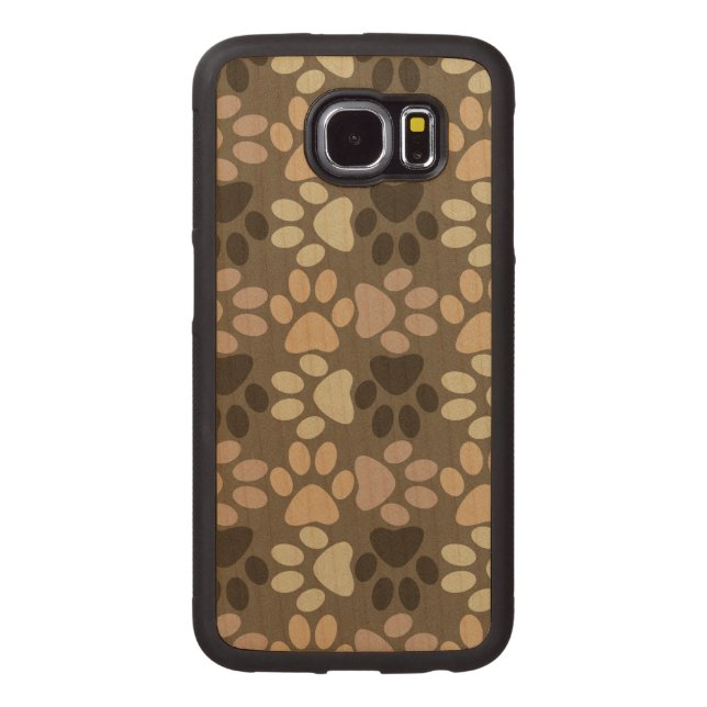 Paw Print Design Carved Wood Samsung Galaxy S6 Case (Back)