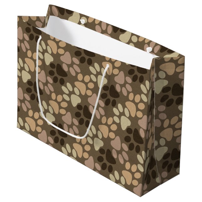 Paw Print Design Large Gift Bag (Front Angled)