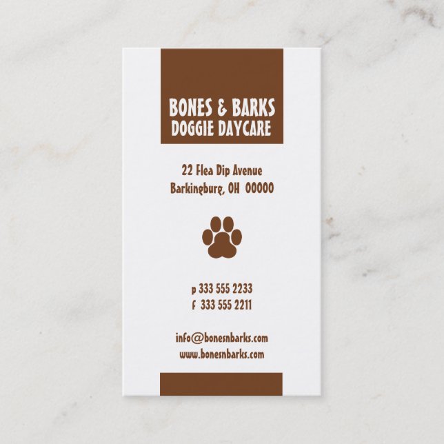 Paw Print Dog Care Business Card (Front)