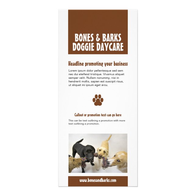 Paw Print Dog Care Rack Card (Front)