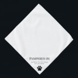 Paw Print Dog Grooming Business Bandana<br><div class="desc">This simple black and white dog paw prints Bandanna is perfect for pet grooming professionals. All black text which can be customised by editing the design where you can also add elements and more text if you wish to,  along with template fields for you to personalise the text.</div>
