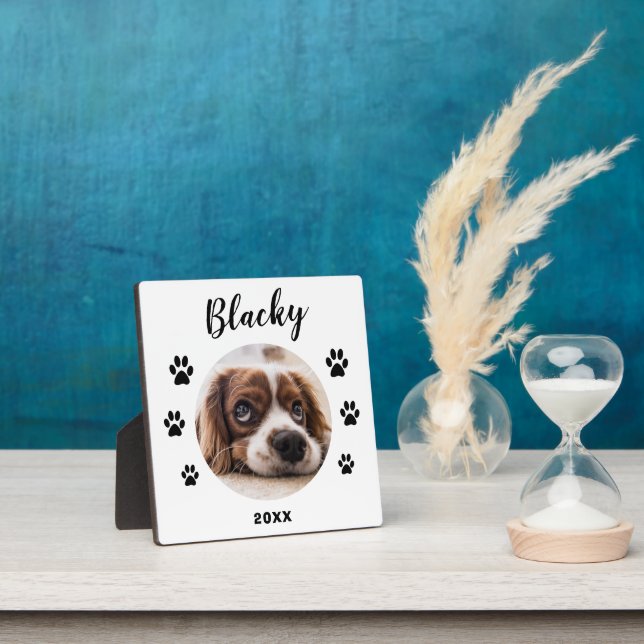 Paw Print Dog Pet Name and Photo Plaque (Insitu)