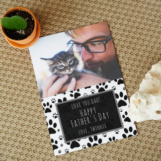 Paw Print Father's Day photo Card from Cat or Dog 