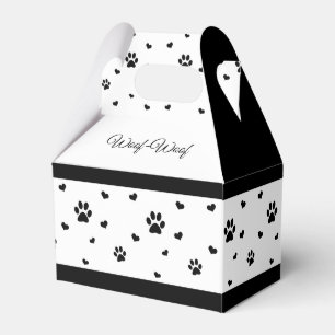 Paw Print Favour Box Black and White Dog Favour Bo