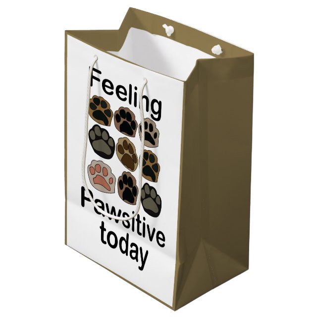 Paw Print Feeling Pawsitive Today Lets Pawty Medium Gift Bag (Front Angled)