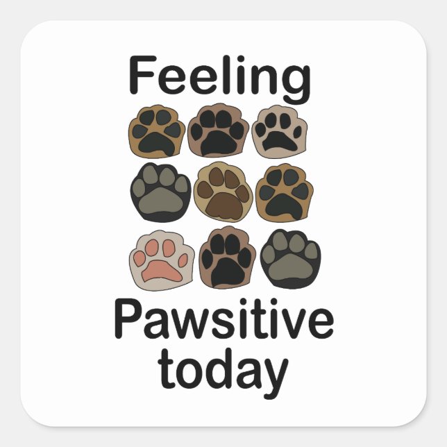 Paw Print Feeling Pawsitive Today Lets Pawty Square Sticker (Front)