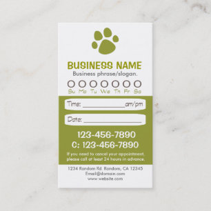 Paw print green veterinarian appointment cards