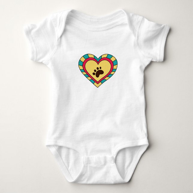 Paw Print Heart Baby Bodysuit (Front)