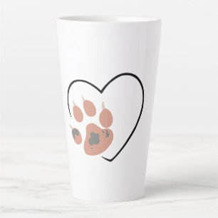 Paw print heart - Cute pet lover design  Latte Mug