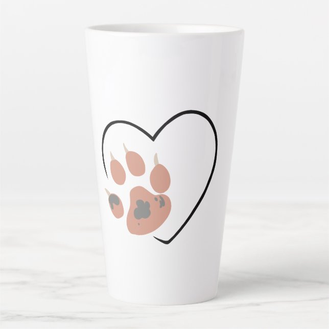 Paw print heart - Cute pet lover design  Latte Mug (Front)