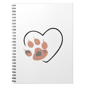 Paw print heart - Cute pet lover design Notebook