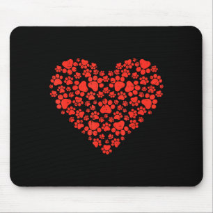 Paw Print Heart Cute Valentines Day Dog Cat Lover Mouse Pad
